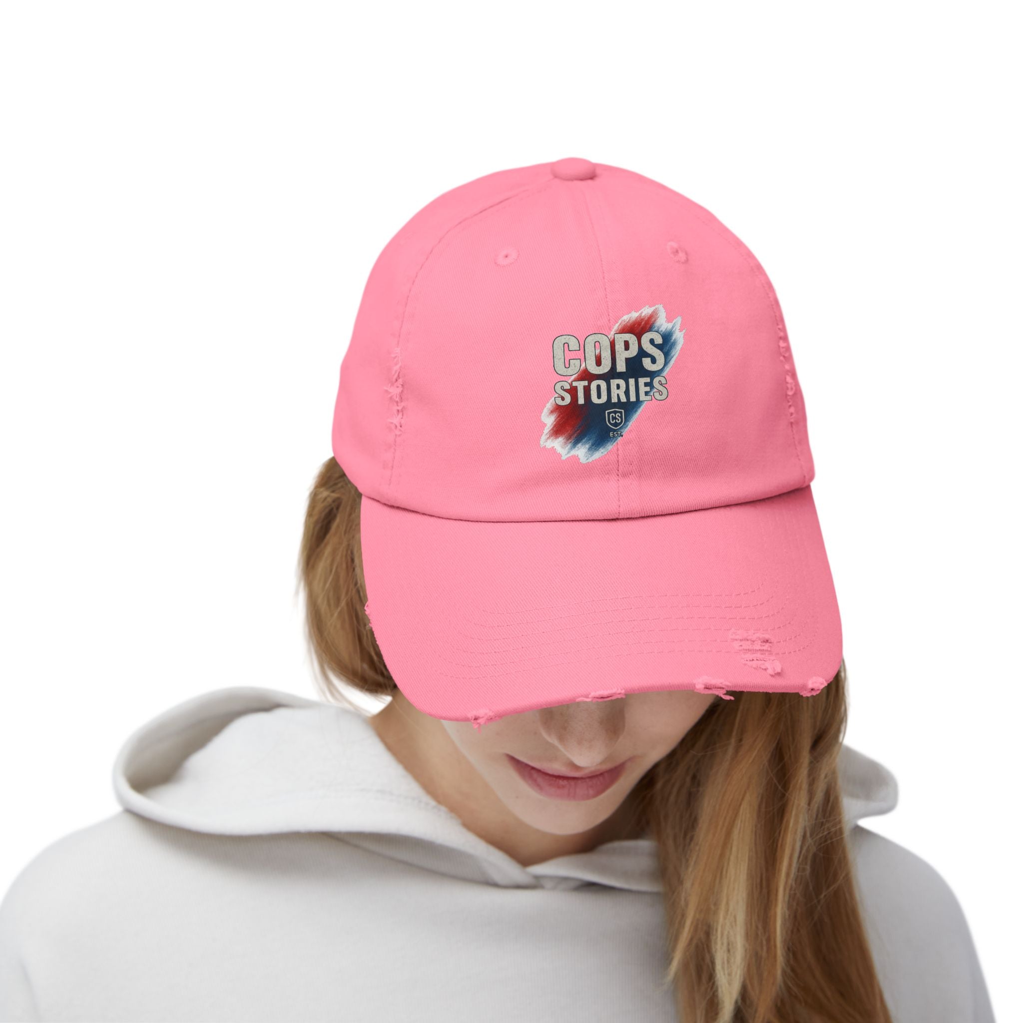 Cops Stories Unisex Distressed Cap | Casual Style, Gift for Law Enforcement, Everyday Wear, Unique Accessory, Cool Hat