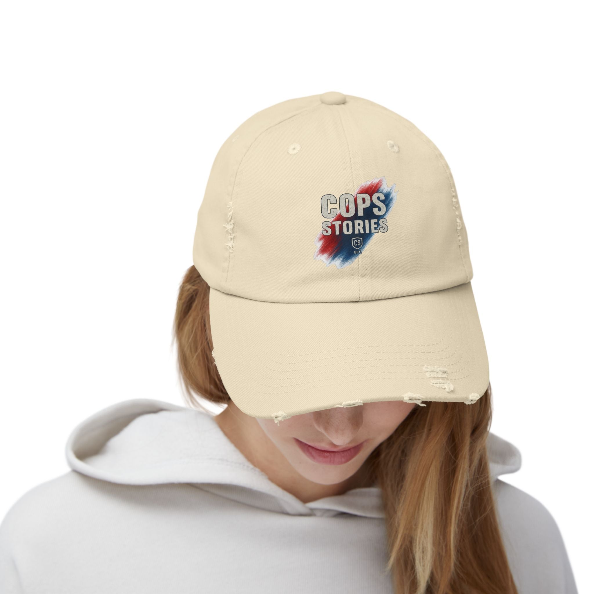 Cops Stories Unisex Distressed Cap | Casual Style, Gift for Law Enforcement, Everyday Wear, Unique Accessory, Cool Hat