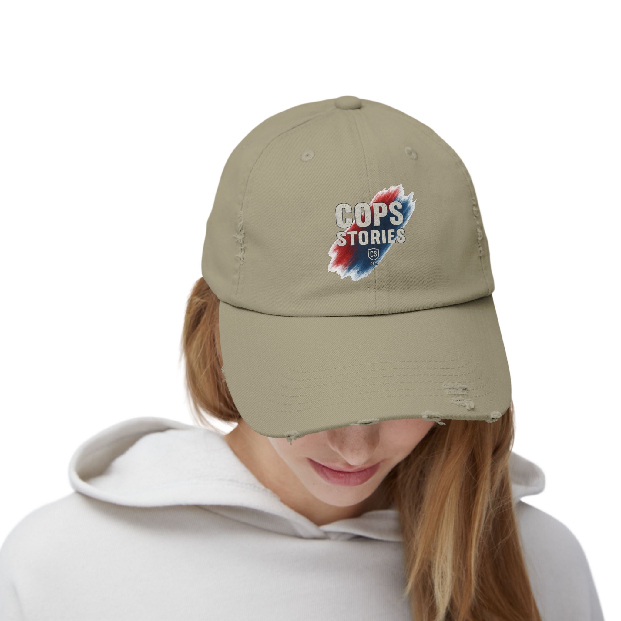 Cops Stories Unisex Distressed Cap | Casual Style, Gift for Law Enforcement, Everyday Wear, Unique Accessory, Cool Hat