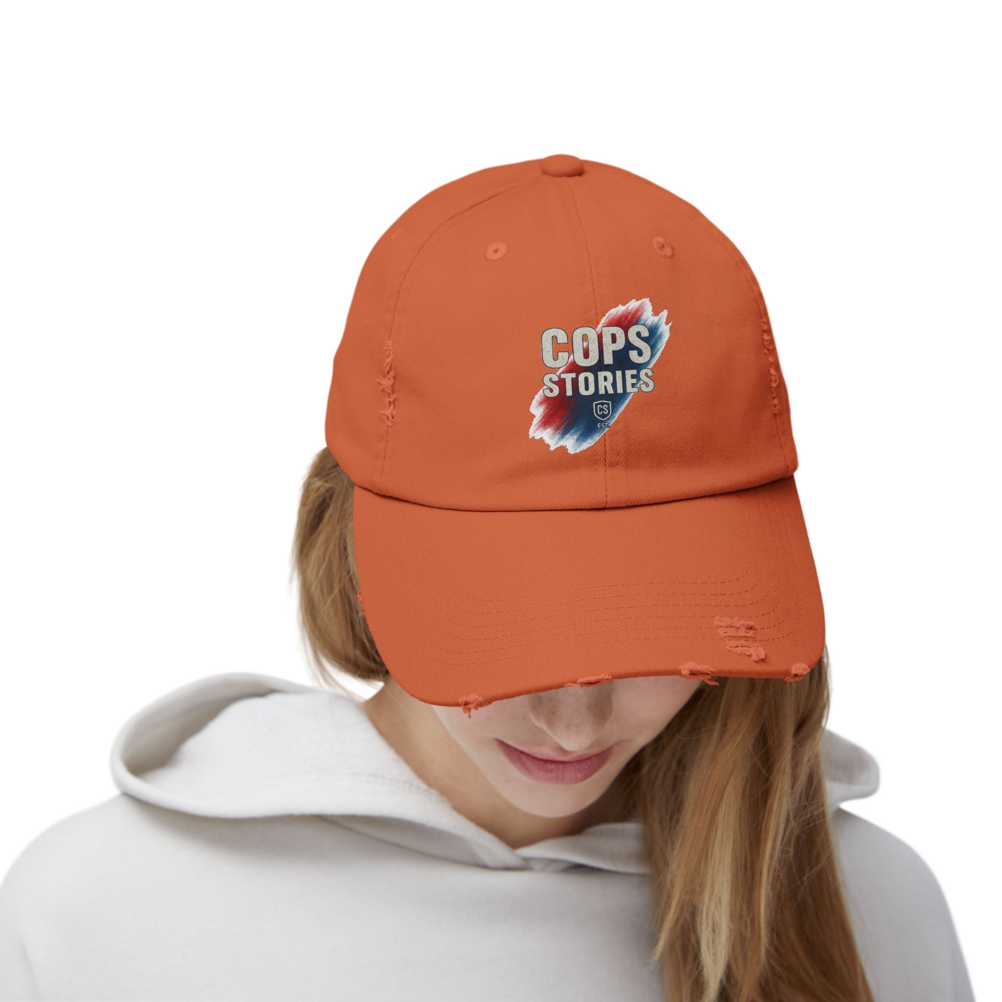 Cops Stories Unisex Distressed Cap | Casual Style, Gift for Law Enforcement, Everyday Wear, Unique Accessory, Cool Hat